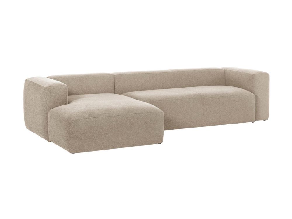 3-zit met chaise longue links BLOK - Beige KAV S572GR39