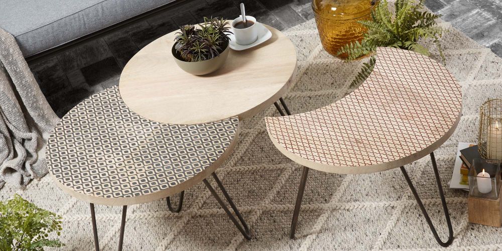 Set van 3 bijzettafels HOSS - Mangohout KAV AA0894M46
