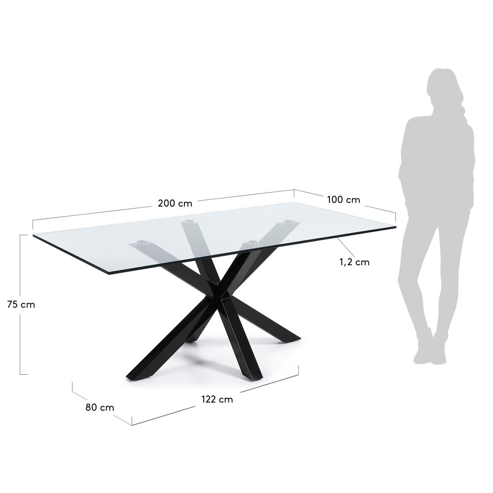 Tafel ARGO - Glas/zwart KAV C408C07