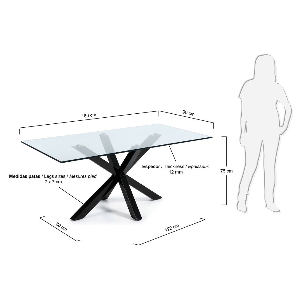 Tafel ARGO - Glas/zwart KAV C436C07