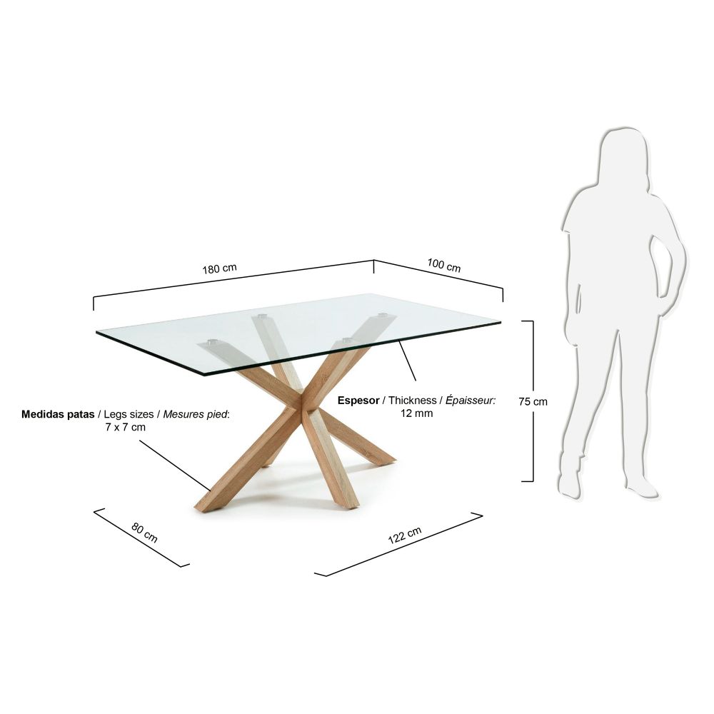 Eetkamertafel ARGO - Glas/houtlook KAV C429C07
