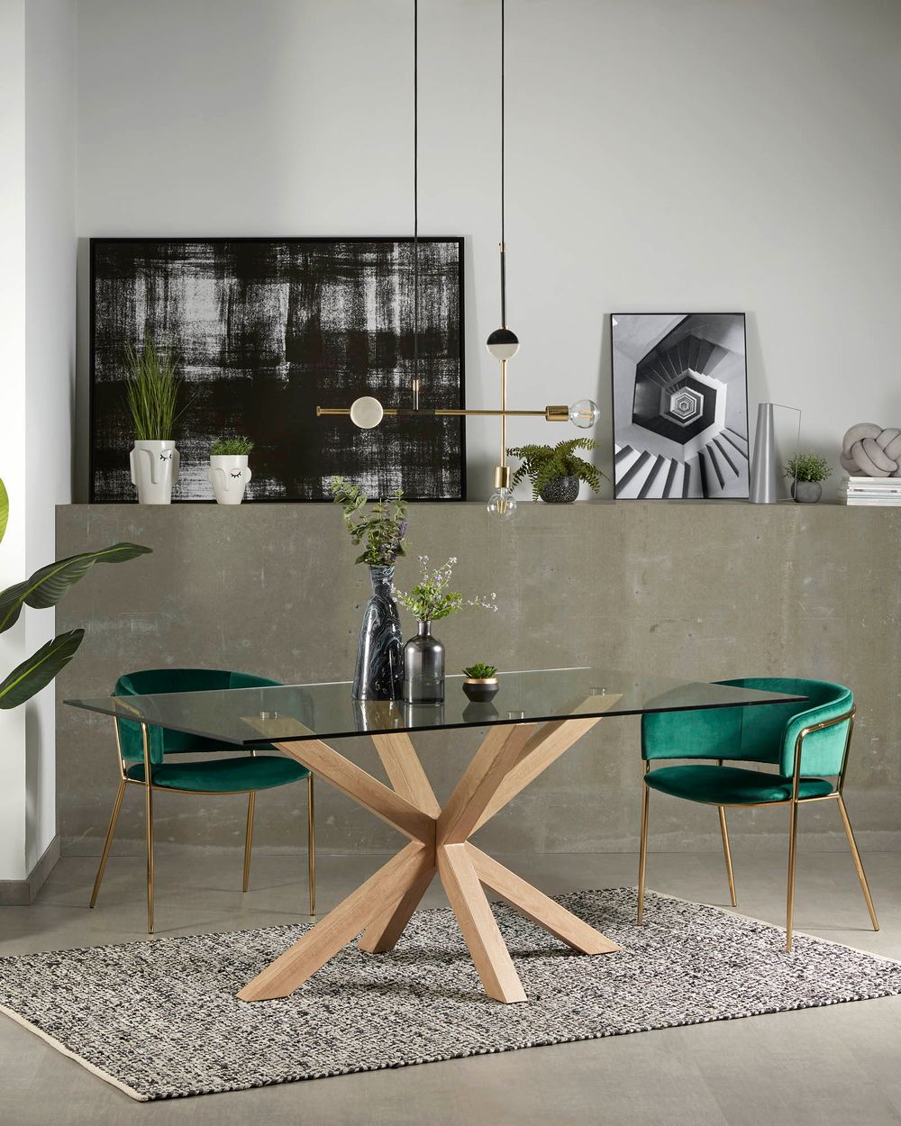 Eetkamertafel ARGO - Glas/houtlook KAV C429C07