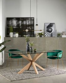 Eetkamertafel ARGO - Glas/houtlook KAV C429C07