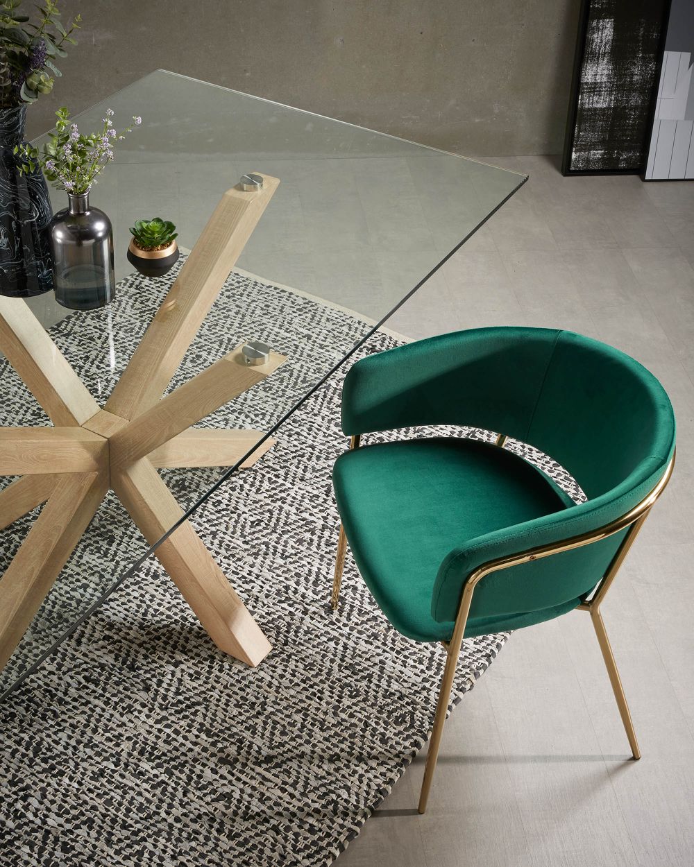 Eetkamertafel ARGO - Glas/houtlook KAV C429C07