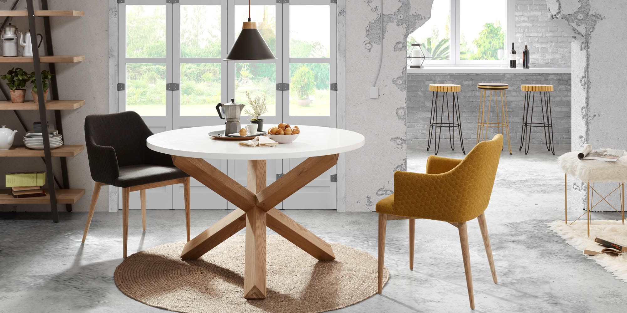 Tafel LOTUS - Wit/hout