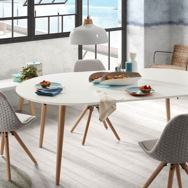 Ronde uitschuiftafel OQUI - Wit