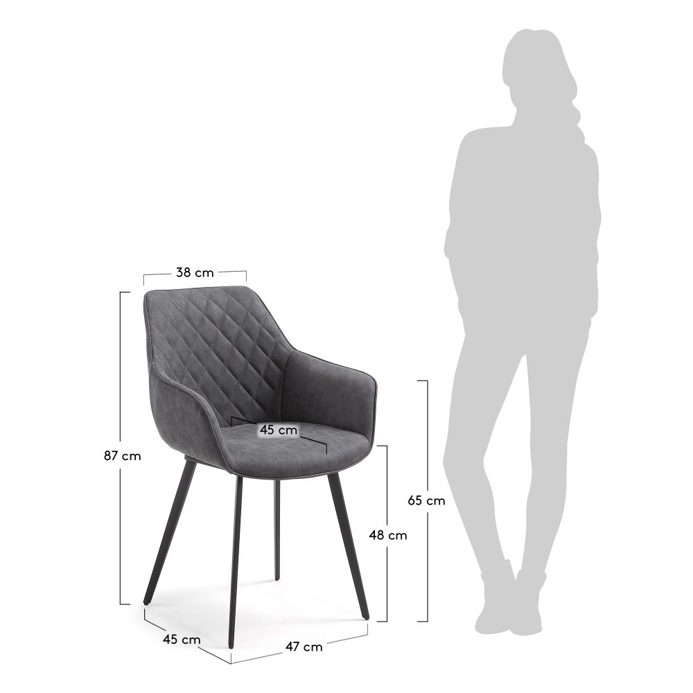 Armstoel AMIRA - Grafiet grijs lederlook KAV CC0253UE02
