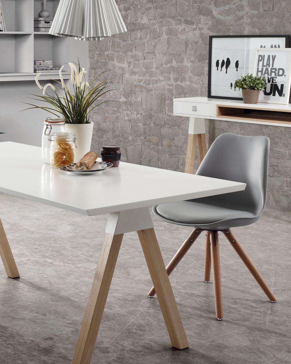 Stoel RALF - Grijs/Hout KAV EC005S14