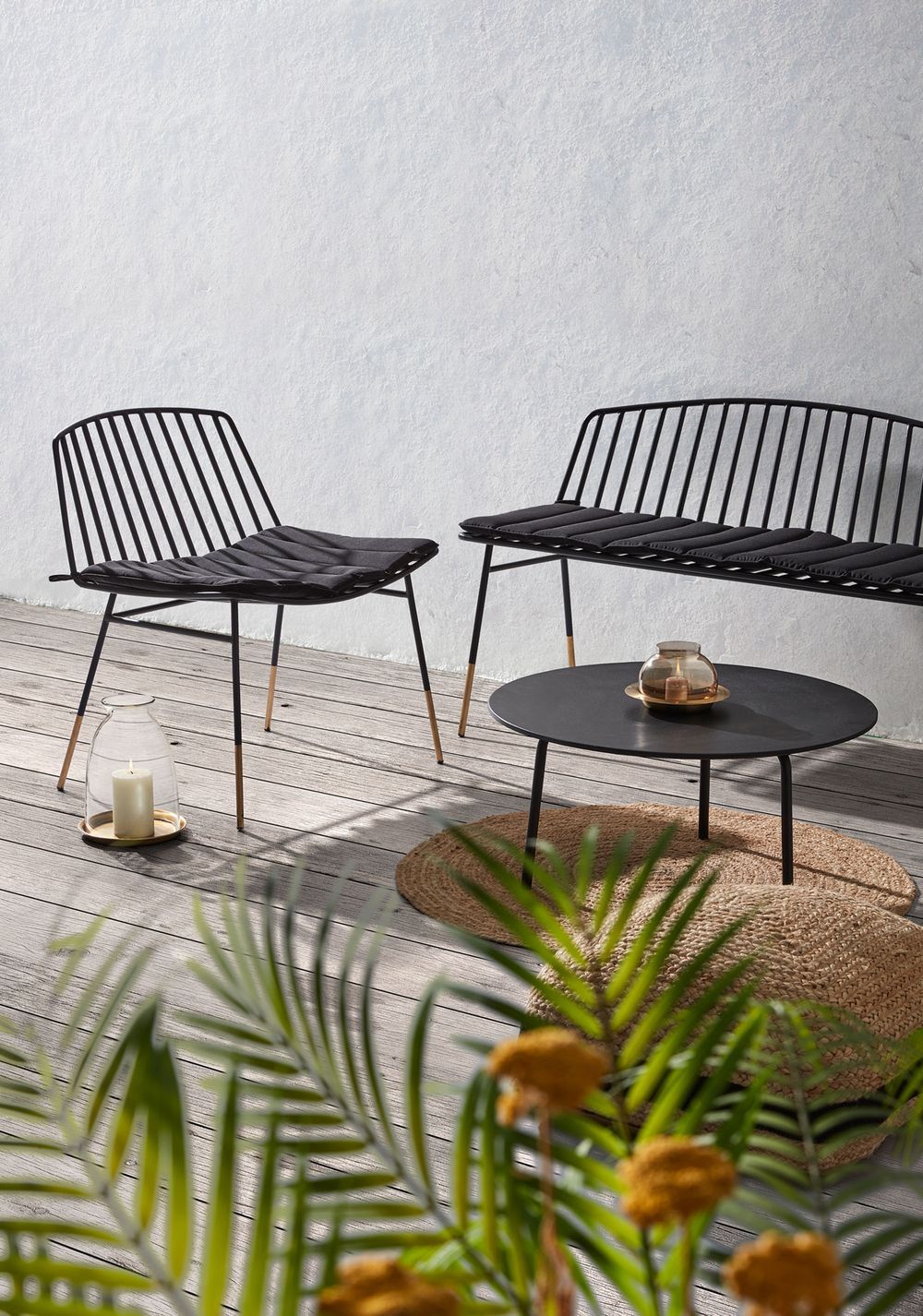Salontafel cementvezel met stalen poten met zwarte KAV CC0707R01