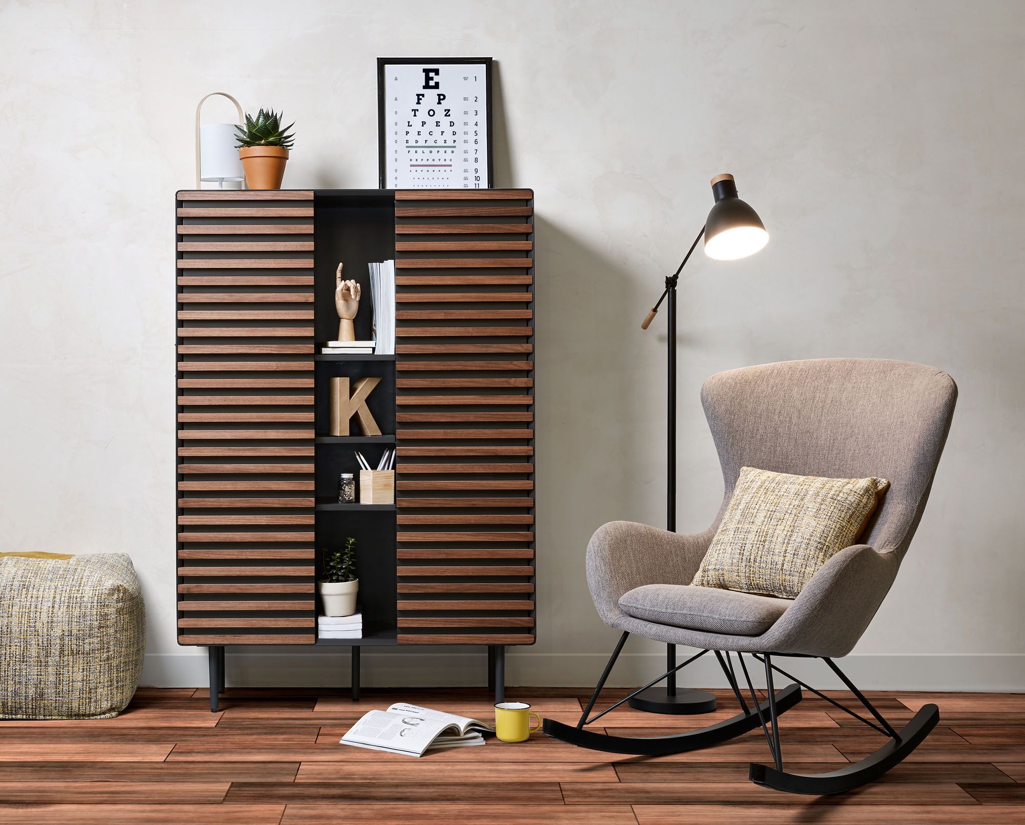 Barkast KESIA - Grafiet/hout