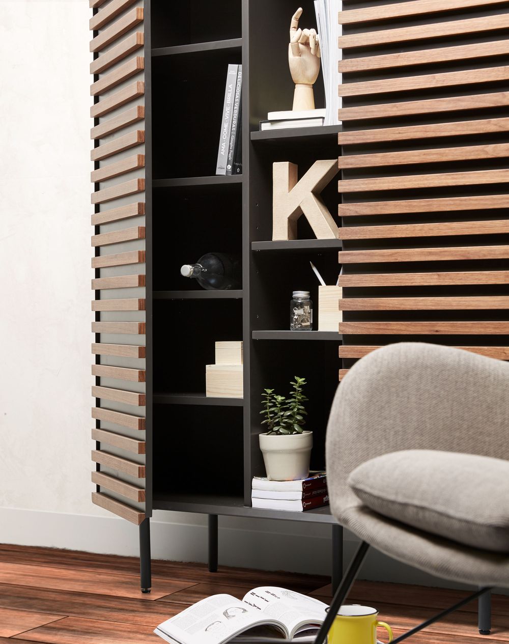 Barkast KESIA - Grafiet/hout KAV MH007L02