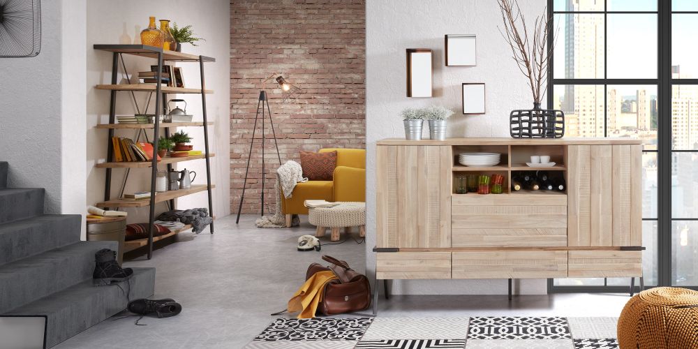 Boekenrek THINH - Acacia/metaal KAV DI006M46