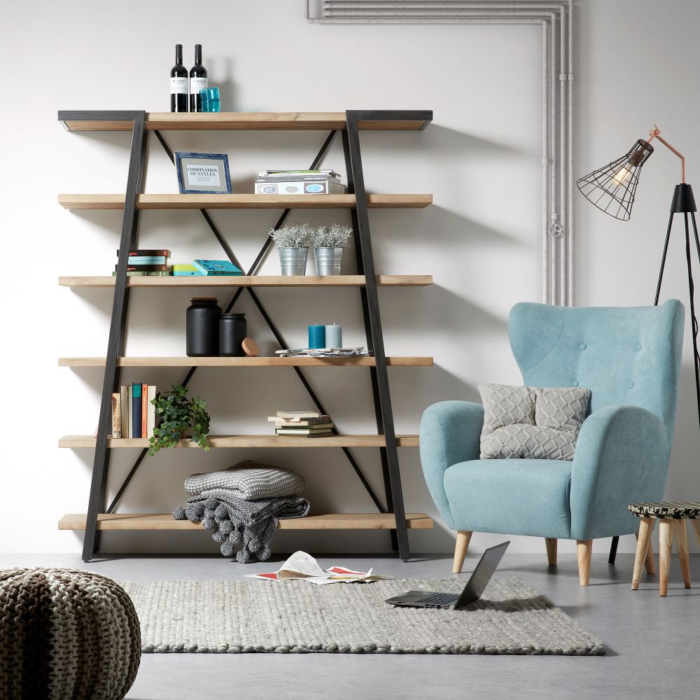 Boekenrek THINH - Acacia/metaal KAV DI006M46