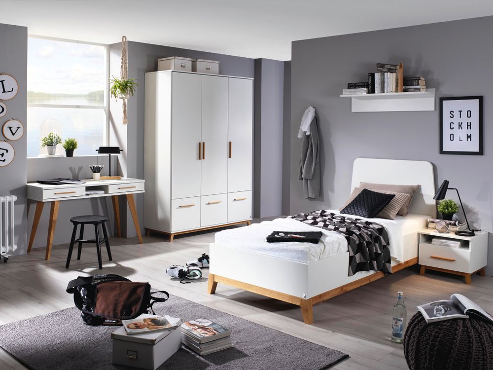 Kleerkast 3 deuren en laden CARLSSON - Wit RCH CR K3L