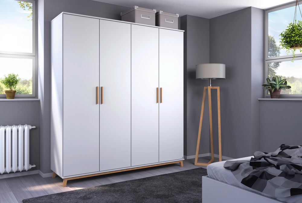 Kleerkast 4 deuren CARLSSON - Wit RCH CR K4