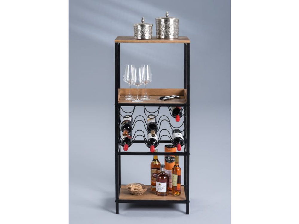 Barkast met flessenhouder BURGUND - Hout/Zwart M2K BU BAR