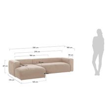 3-zit met chaise longue links BLOK - Beige KAV S572GR39