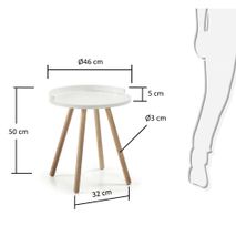 Bijzettafel KURB - Wit/Naturel KAV C595M05