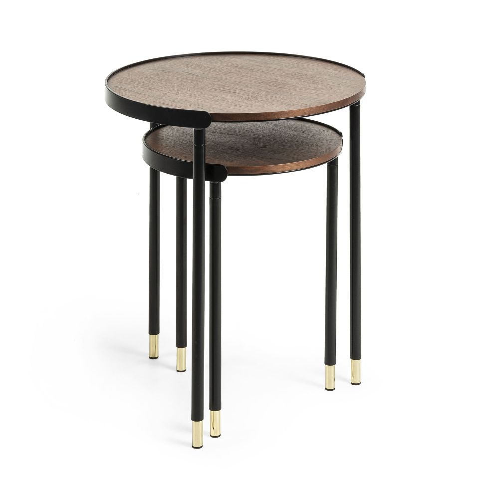 Set van 2 bijzettafels ANABEL - Walnoot fineer KAV CC0756M46