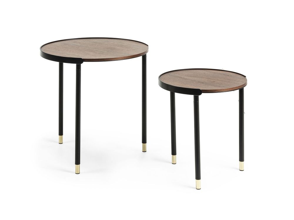 Set van 2 bijzettafels ANABEL - Walnoot fineer KAV CC0756M46