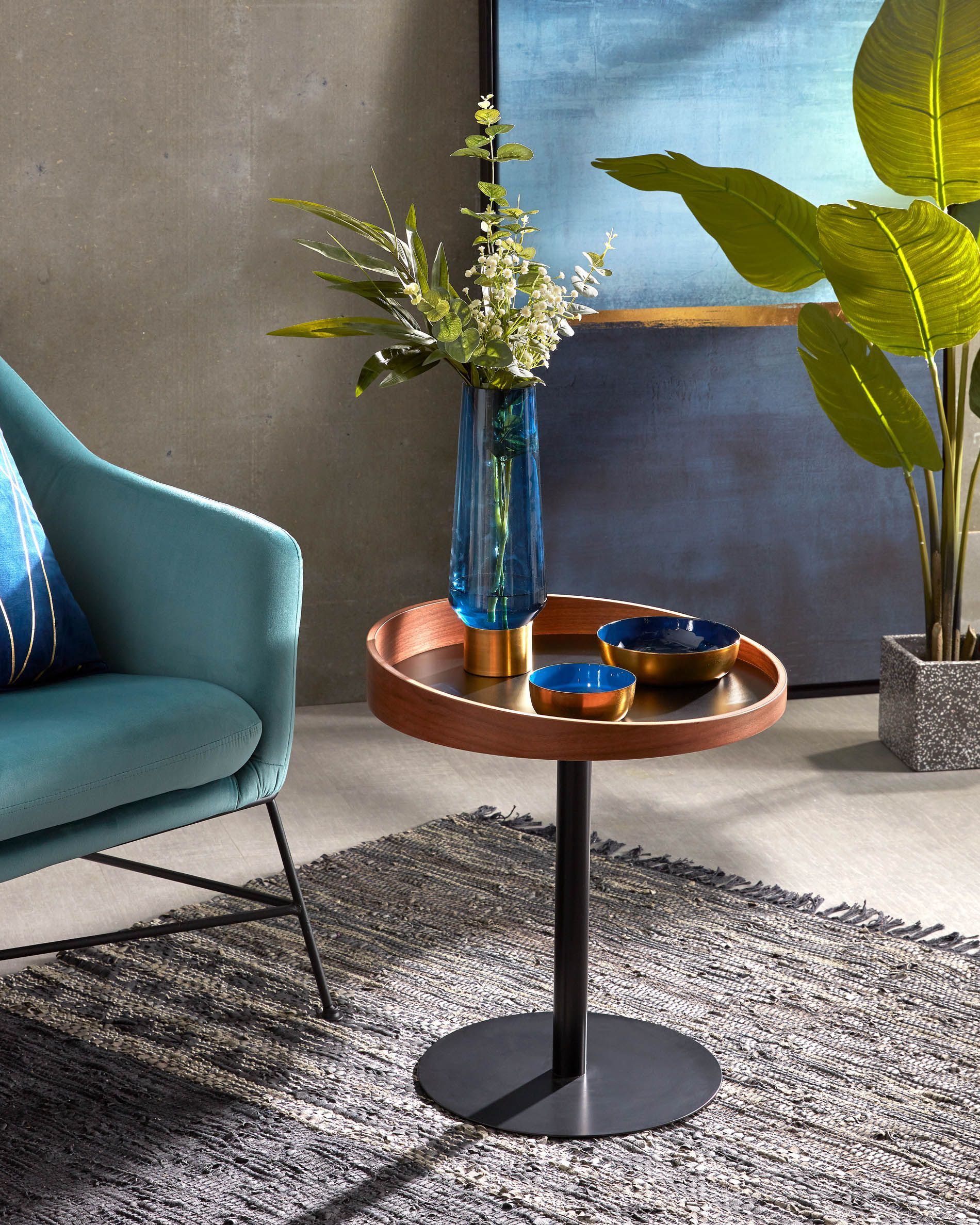 Bijzettafel KAORI - Zwart/Walnoot