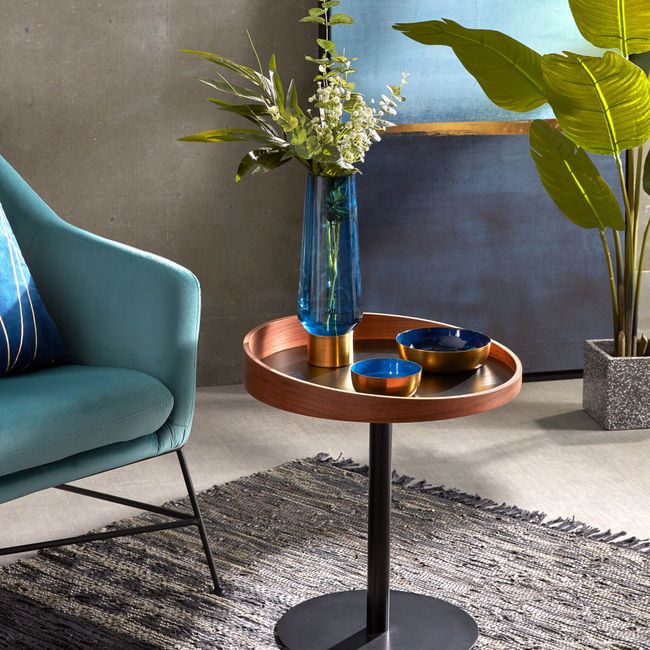 Bijzettafel KAORI - Zwart/Walnoot