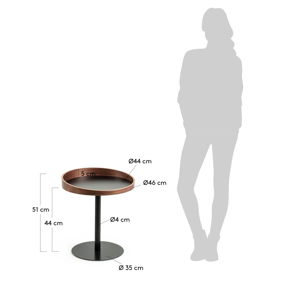Bijzettafel KAORI - Zwart/Walnoot KAV CC0764M41
