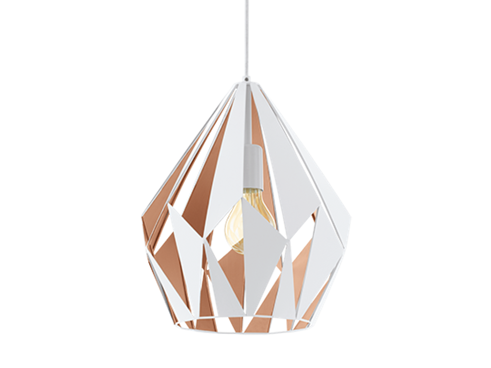 Hanglamp CARLTON 1 - Wit/roségoud EGL 49932