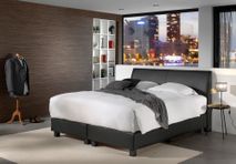 Boxspring NAPOLI excl. matras - Zwarte lederlook SFD-10-000004-LZ901