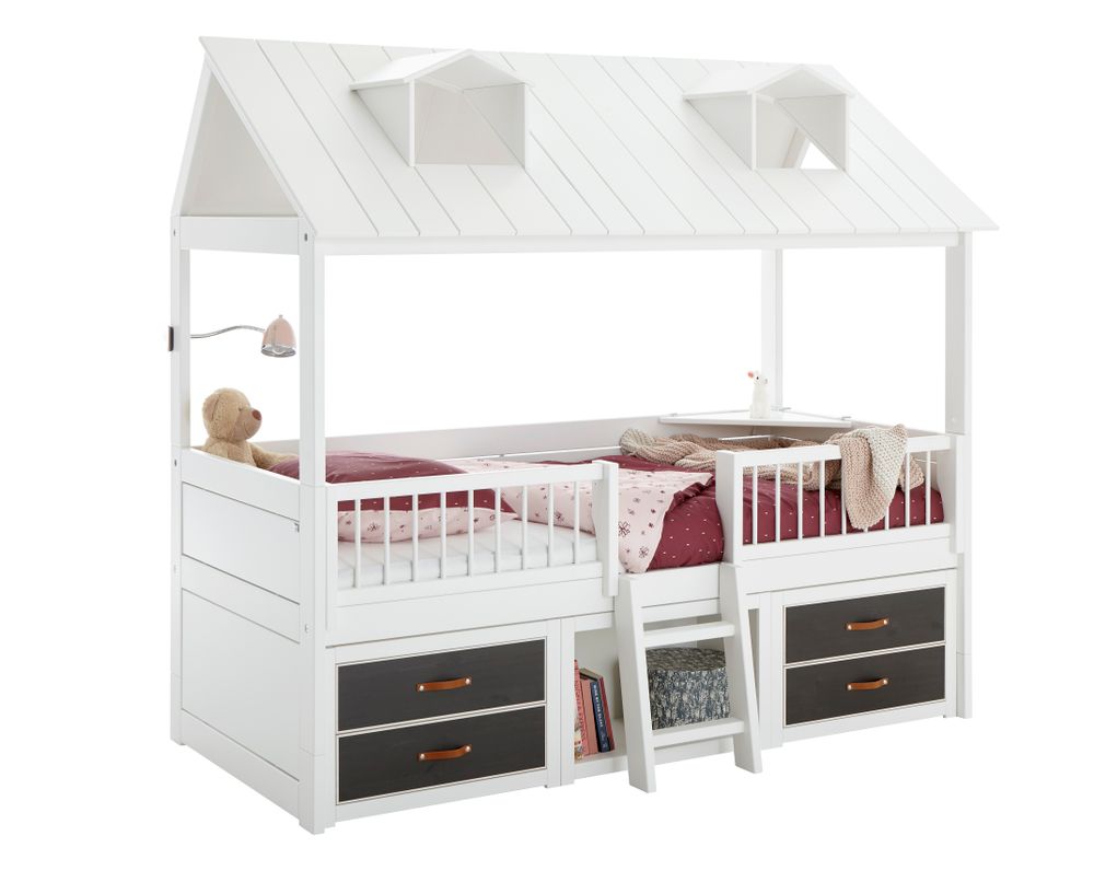 Kajuitbed BEACHHOUSE met accessoires - Wit gelakt C-SCE 47561 BEACHHOUSE