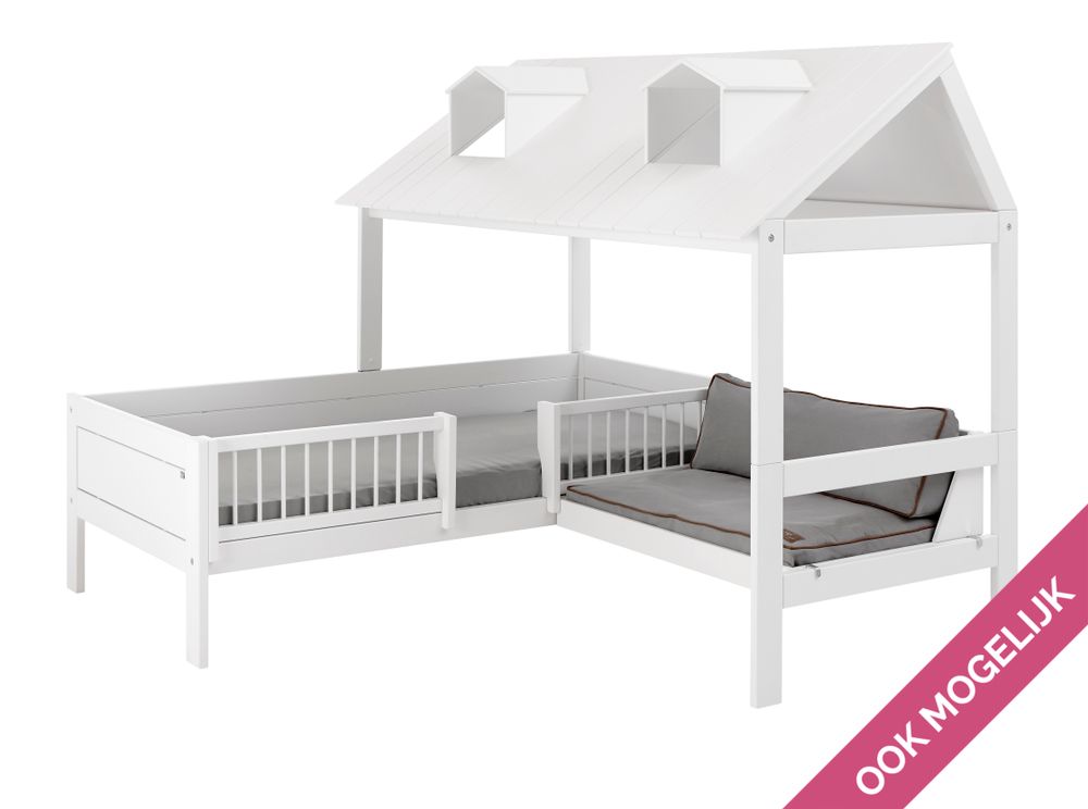 Kajuitbed BEACHHOUSE met accessoires - Wit gelakt C-SCE 47561 BEACHHOUSE