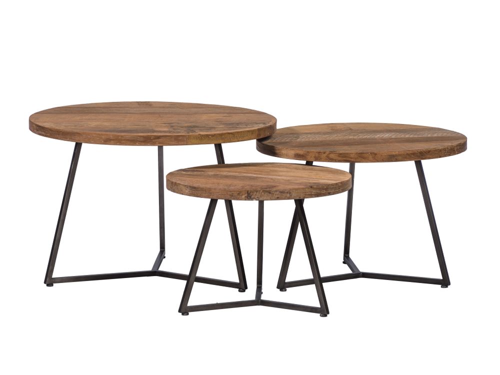 Set van 3 salontafels LINDA - Hout / Metaal LEL-21-000002
