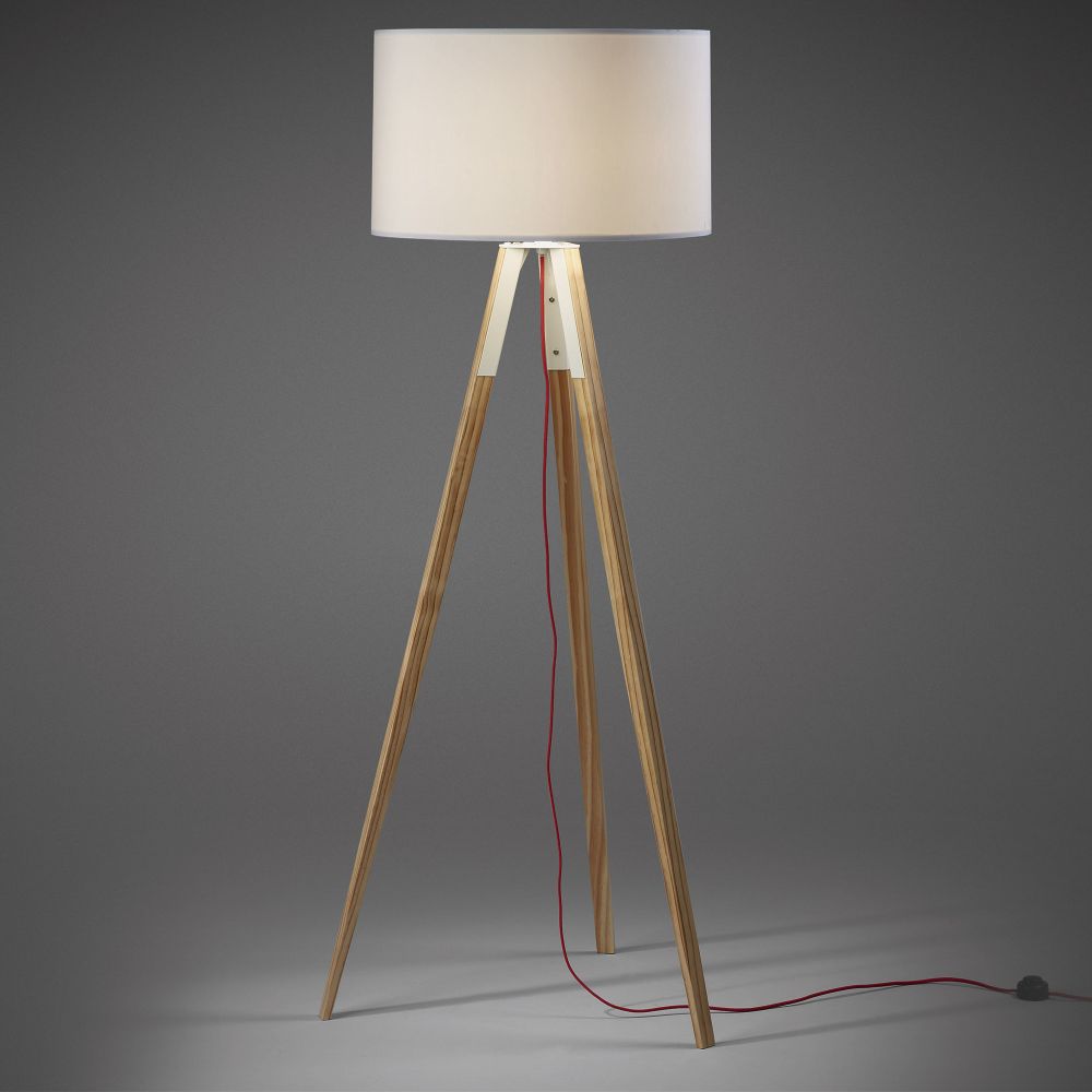 Vloerlamp IGUAZU - Wit/hout KAV A640M46