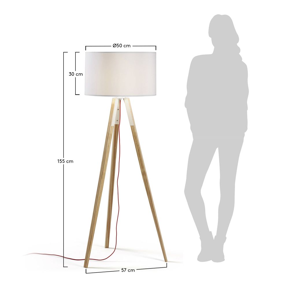 Vloerlamp IGUAZU - Wit/hout KAV A640M46