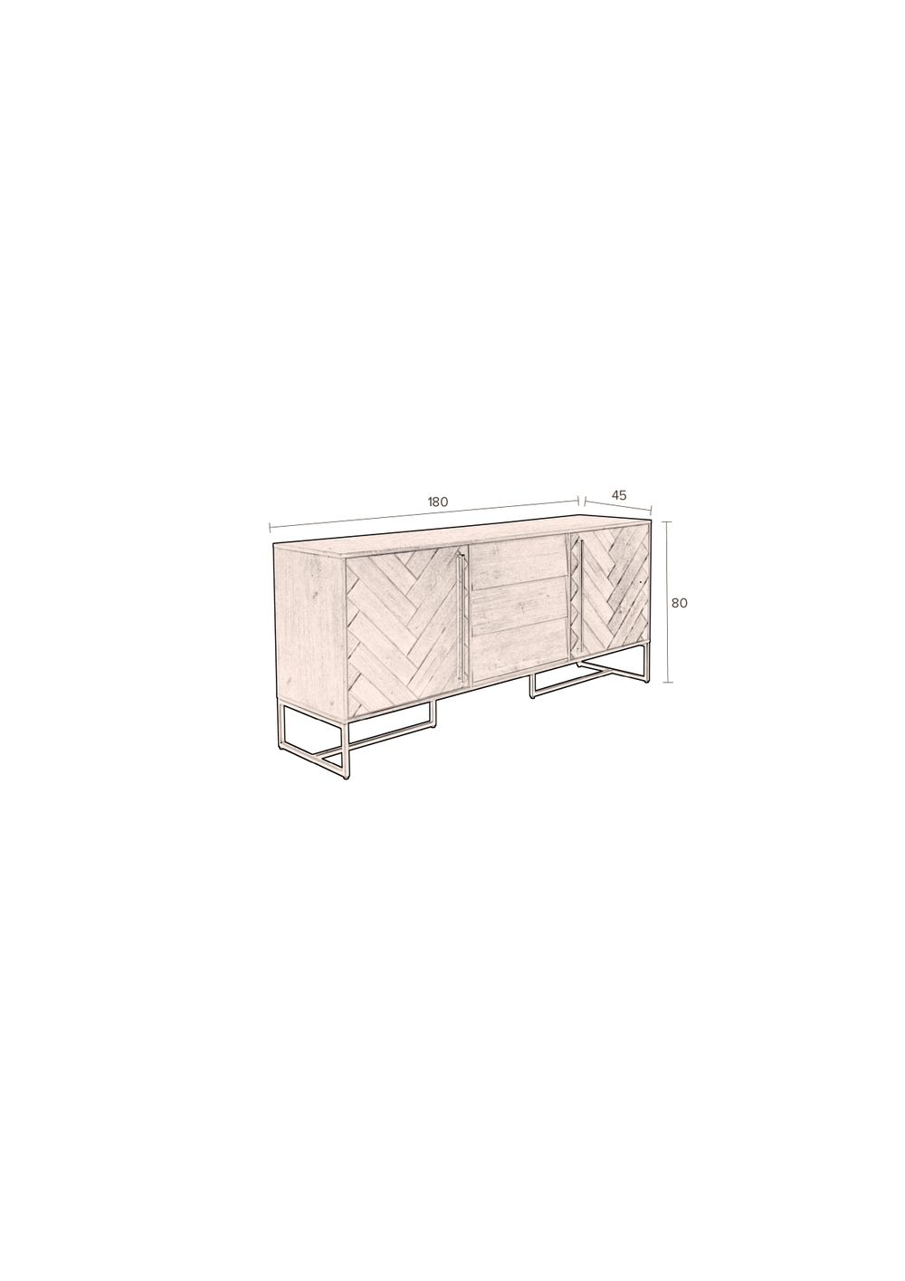 Dressoir CLASS hoog - Acacia wood/brass ZVR 4300018