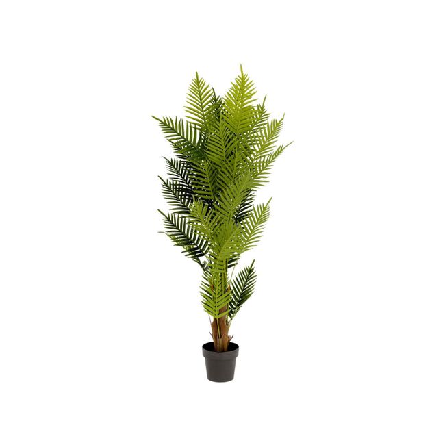 Kunstplant Fern Palm van groen kunststof in een zwarte pot.