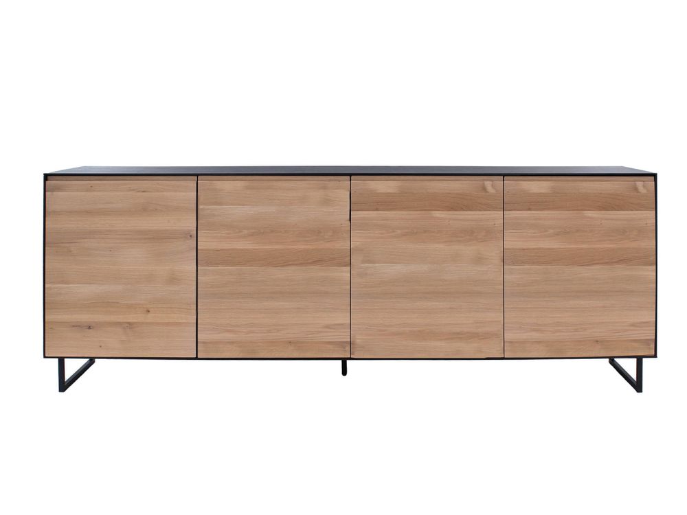 Dressoir met 4 deuren ALEXI - Zwart/naturel VDC AX DRH4D