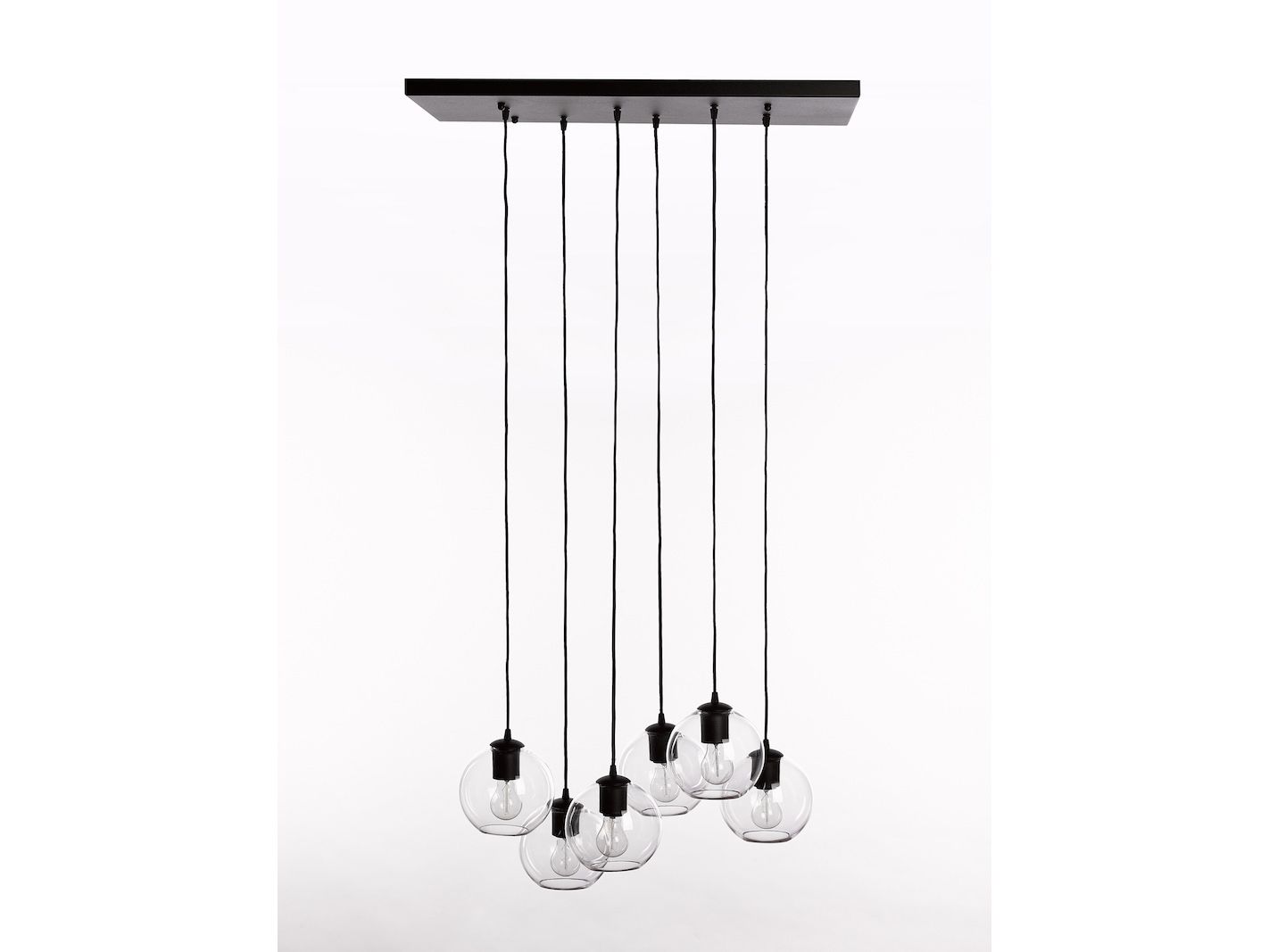 Plafondlamp SEATTLE met 6 glazen bollen Globe