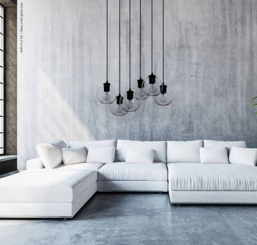 Plafondlamp SEATTLE met 6 glazen bollen Globe