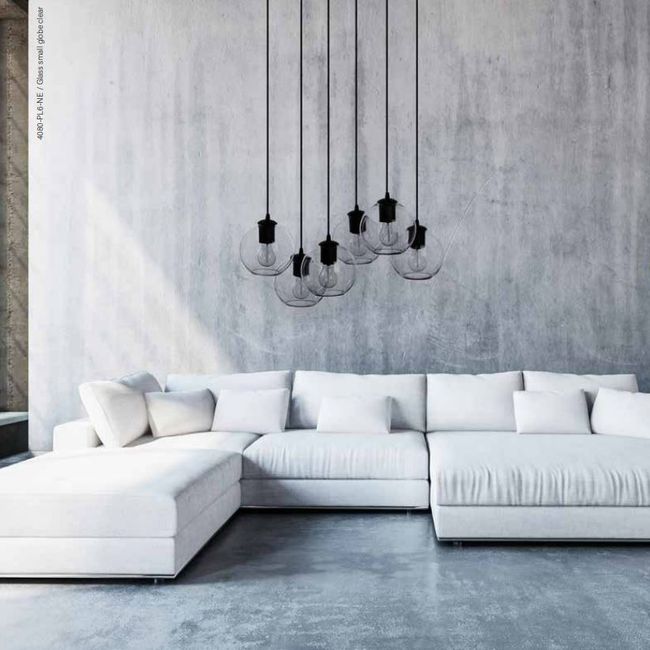 Plafondlamp SEATTLE met 6 glazen bollen Globe