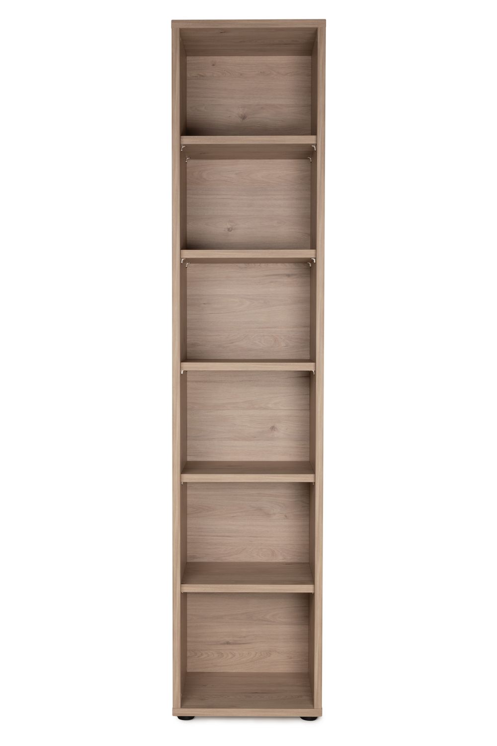 Smalle, hoge boekenkast BIZZY met 5 ongevulde, lichte houten planken.