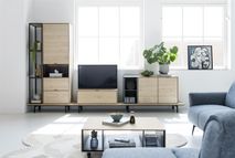 Boekenkast 180 cm ELEMENTS - Zwart metaal/naturel XOO 42273NAT