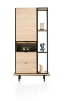 Boekenkast 180 cm ELEMENTS - Zwart metaal/naturel XOO 42273NAT