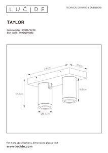 Plafondspot TAYLOR 2x - Zwart LCD099301030