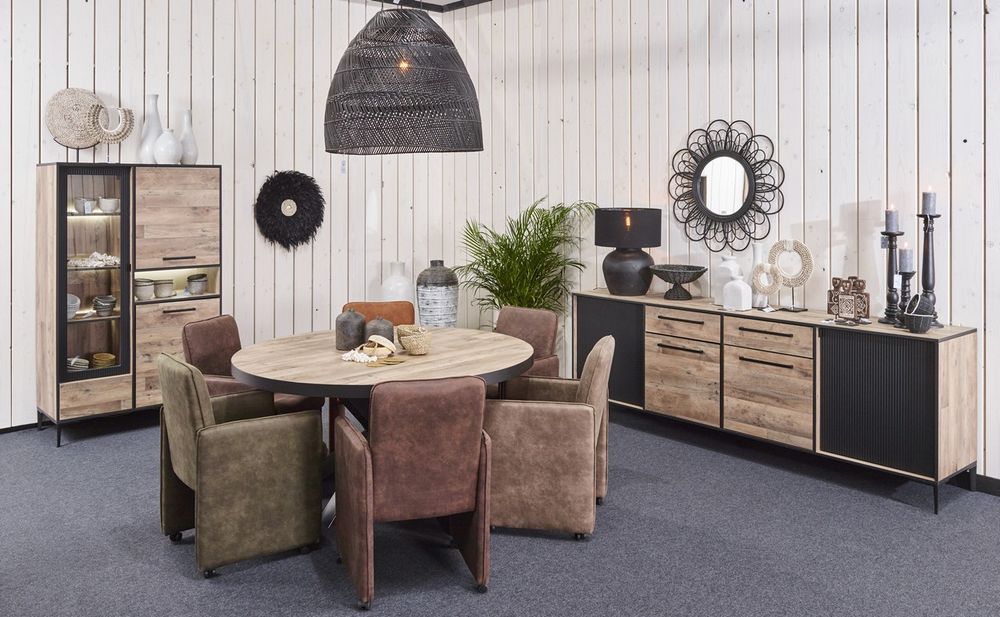 Eetkamertafel PERUGIA rond - Natuurlijke parketloo EVA PR TRO13MM