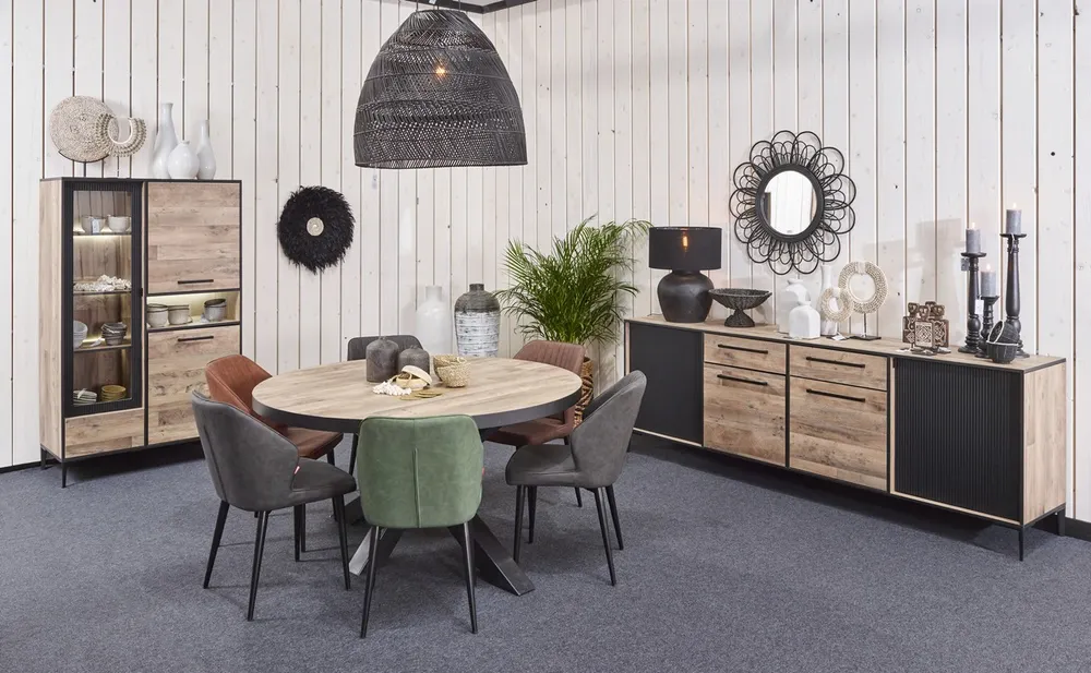 Eetkamertafel PERUGIA rond - Natuurlijke parketloo EVA PR TRO13MM