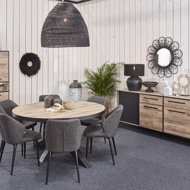 Eetkamertafel PERUGIA rond - Natuurlijke parketloo