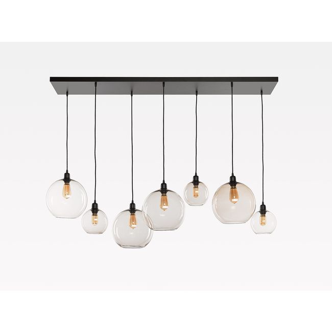 Plafondlamp SEATTLE met 7 glazen bollen topaz