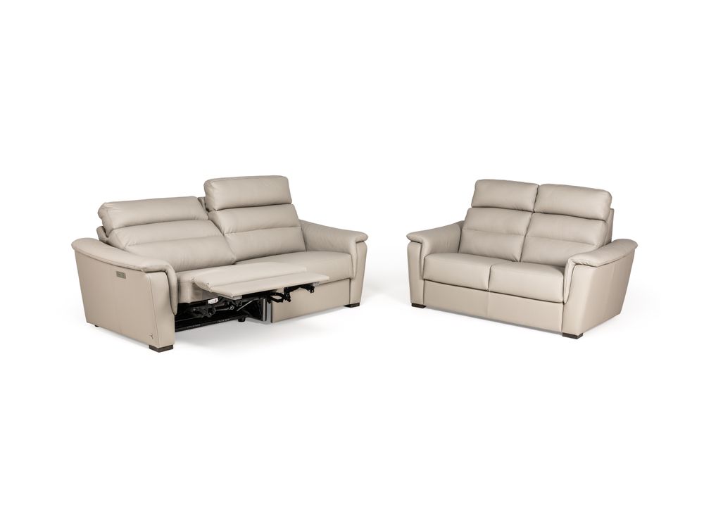 2-zit met elektr. relaxen VULCANO - Beige leder CAL-128-000168-10-BT328