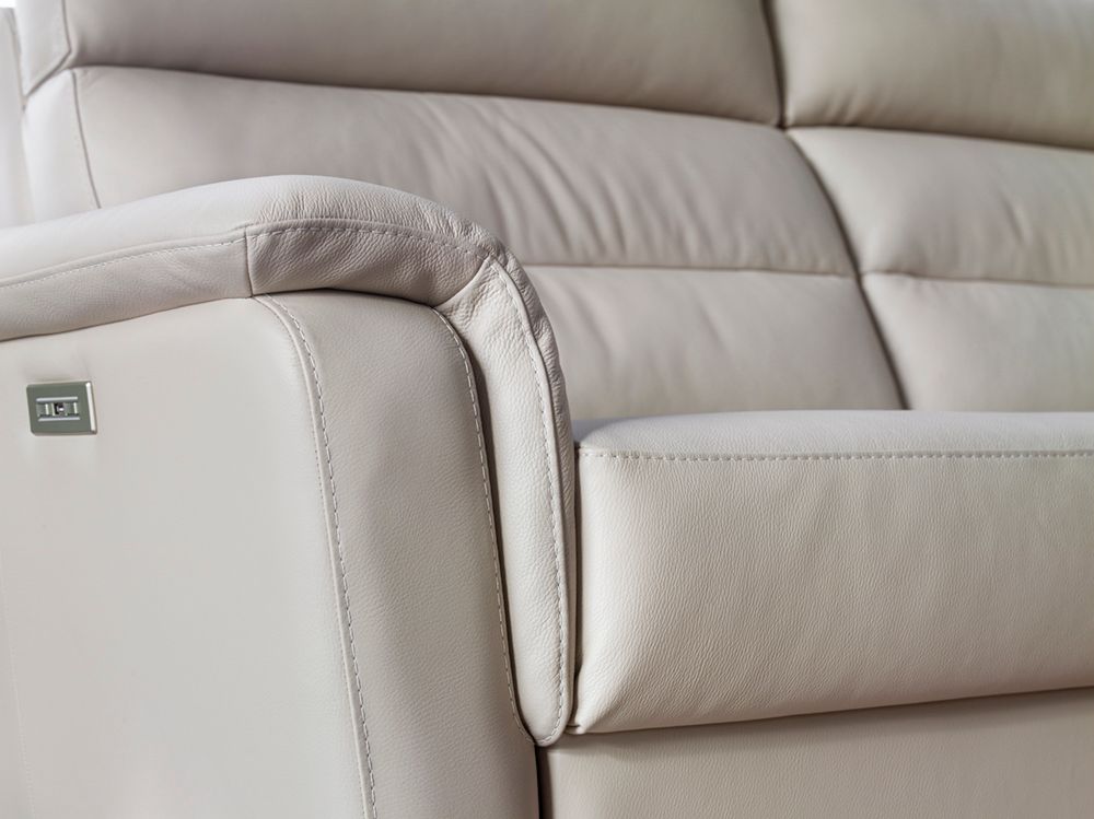 2-zit met elektr. relaxen VULCANO - Beige leder CAL-128-000168-10-BT328